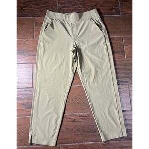 ATHLETA Olive Green Ribbed Side Panel Tapered Pants Women Size 10